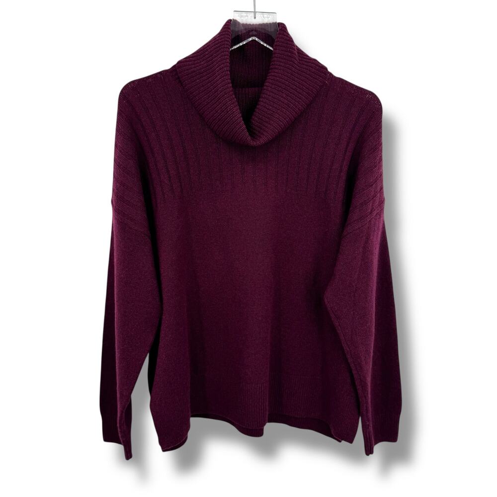 Madewell Hickory sweater women's M wool blend rib knit turtleneck maroon  wine